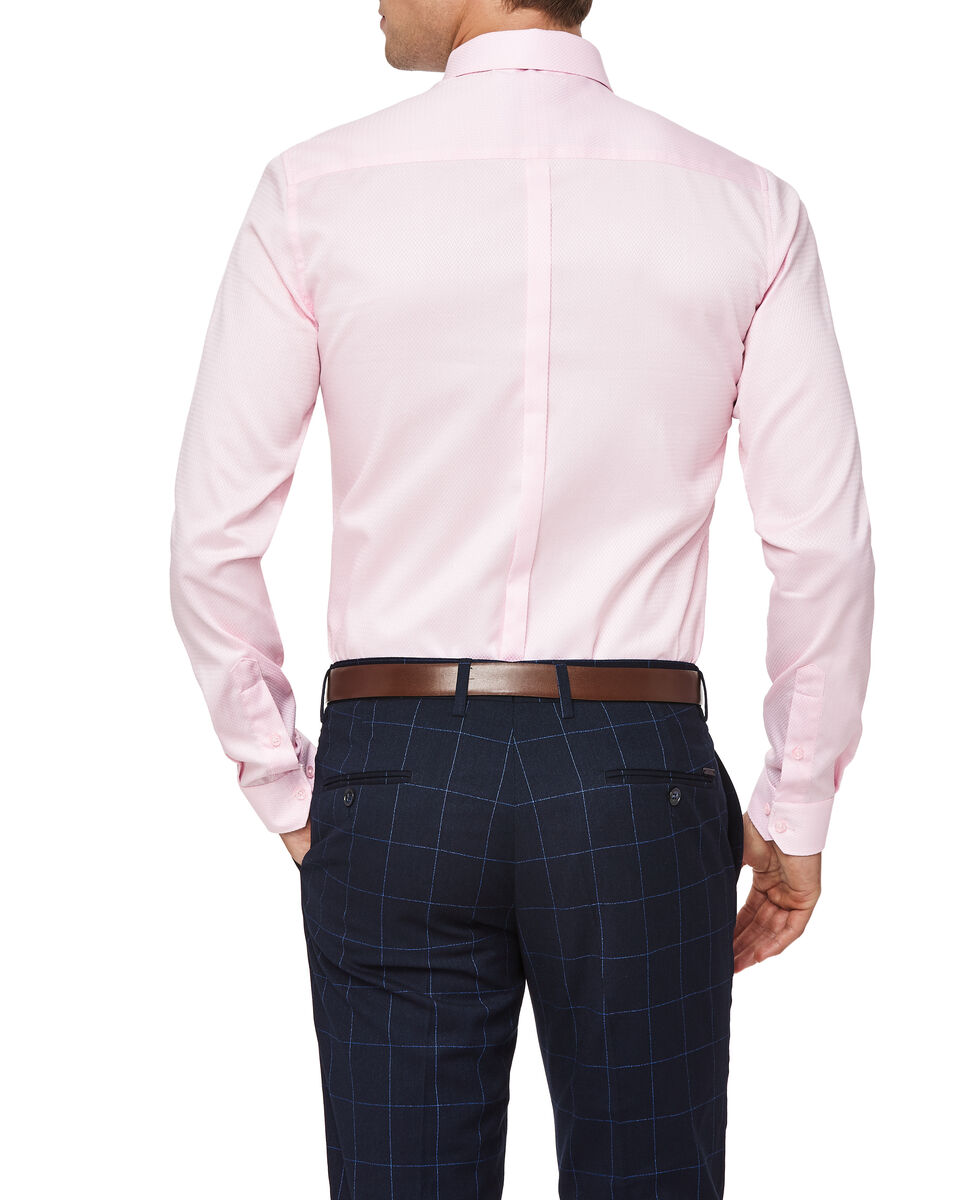 Slim Long Sleeve Herringbone Shirt, Pink, hi-res